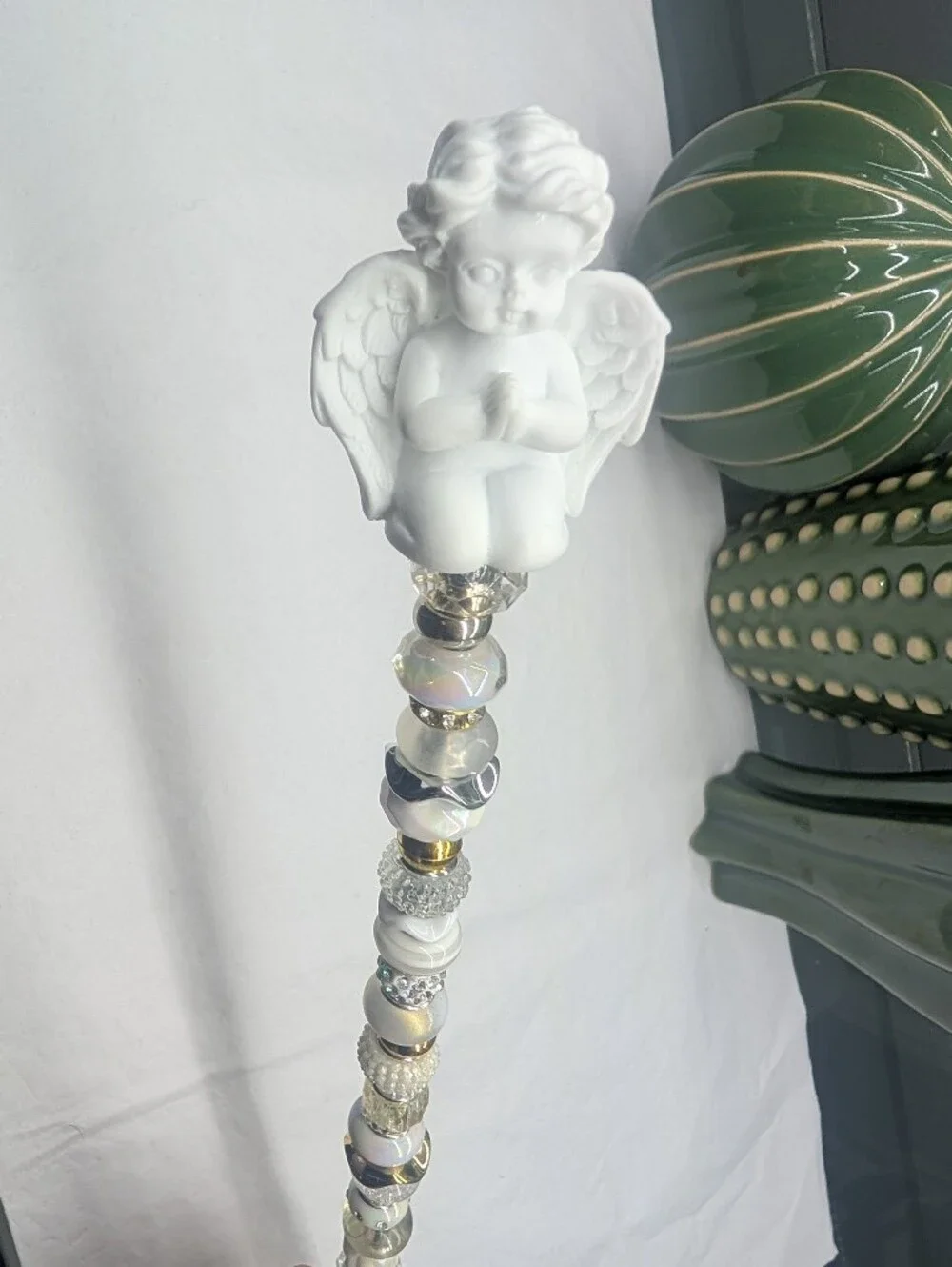 Handcrafted Fairy Wand/Plant/Garden Stake W/Angel-Cherub Topper